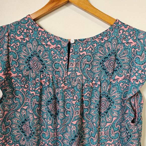 EUC LOFT PAISLEY MANDALA PRINT RUFFLED TOP SIZE SMALL - Picture 4 of 12